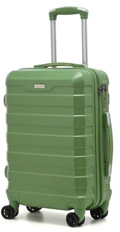 RMW Suitcase Large Medium Cabin Size | Hard Shell | Lightweight | 4 Dual Spinner Wheels | Trolley Luggage Suitcase | Hold Check in Luggage | TSA Combination Lock (Army Green, Cabin 20)