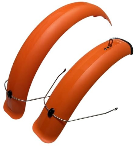 Fahrrad Schutzblech Fahrrad Schutzblech Set 20x4.0 inch Breite vordere hintere Kotflügel MTB Off-Road Fat Tire Bike Wings Full Coverage Bike Plastic (Color : A Pair Orange)