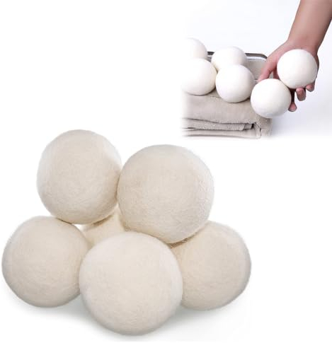 Boule de Sechage, Balles de Laine pour Sèche-linge, Balles de Séchage en Laine Naturelle, Balles de Nettoyage pour Sèche-linge, Boules de Séche-linge Réutilisables Balles de Séchage, 6 Pièces
