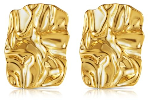 BOUTIQUELOVIN Dupes Eckig Ohrringe Gold Stecker 14K Chunky Ohrstecker Gold für Frauen Freundin Mama Mädchen