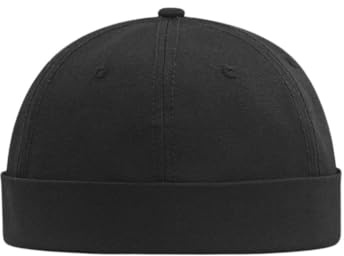 Docker Cap XXL Brimless Hat Oversize Retro No Brim Hats Plus Size Snapback Beanie (UK, Alpha, One Size, Black)
