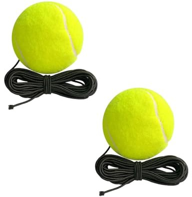 Tiezhangmen 2Pcs Practice Tennis Training Ball String Self-Study Elastic Tennis Training Ball Durable Tennis Trainer Replacement Ball for Beginner Single Player