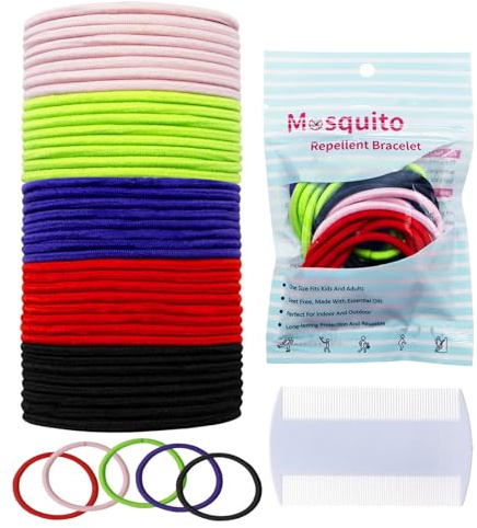 ZOCONE 40 Piezas Elasticas Gomas de Pelo Niña Antipiojos Coleteros Pelo con Peine Tratamiento Piojos Multicolor Bandas para Coletas para Niñas y Mujeres Antipiojos y Liendres