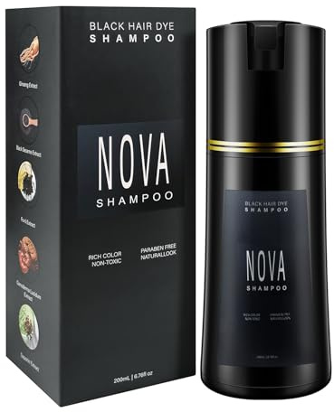 Hair Dye Shampoo & Champu Para Canas - Natural 3-in-1 Instant Gray Coverage for Men & Women (Black)