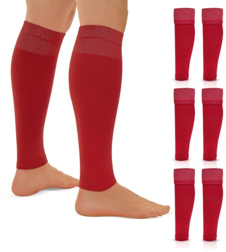 1 or 3 Pairs Unisex Football Sock Sleeves | Anti Slip Leg Sleeve with Calf Compression | Fits Over Calf Shin Pads | Breathable, Quick Drying | Pre Cut Football Socks | Outdoor Sports, PE, Everyday