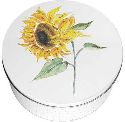 Purely Home Grand moule à gâteau motif tournesols - Joli cadeau de cuisine - Récipient de rangement rond en métal pour la pâtisserie - 23 x 10 cm