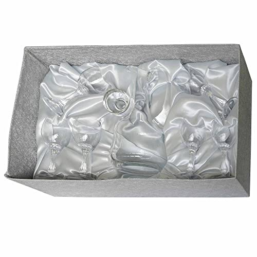Gala&K | Set de 6 copas de cristal para licor+botella | Colección BETTY.