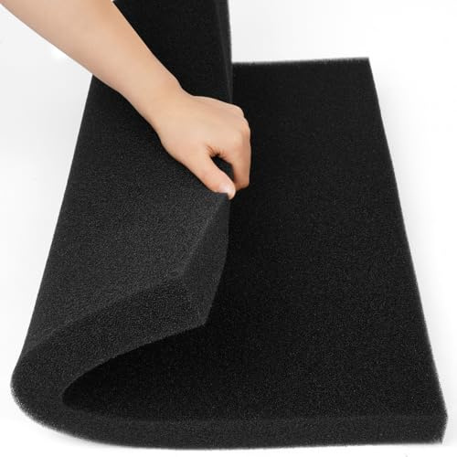 APXEL 1 Unidad Filtro de Esponja, Cortable Esponja Filtro Acuario Negra Grande, Almohadilla de Esponja de Filtración para Peceras y Estanques (47 x 47 x 4 cm, 35PPI)