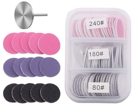 1box Replaceable Sanding Discs for Nails File Set Ergonomic Handle Comfortable Manicure Pedicure 240#180# 80# Nails Grooming Discs Pedicure Sanding Discs for Home Manicure Pedicure Use