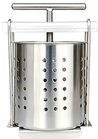 Edelstahl Gemüsepresse Manuell 2,5L – Spindelpresse zum Entwässern von Gemüse, Kohl und Sauerkraut – Vielseitige Krautpresse, Obstpresse & Kartoffelpresse