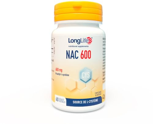 LongLife® NAC 600 | Precursore del glutatione | Alto dosaggio | N-acetil-cisteina | Fonte di L-cisteina | Azione antiossidante | Difese naturali | 2 mesi di trattamento | Vegano e senza glutine
