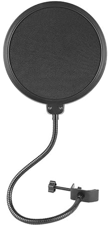 PIQIUQIU Popschutz, Mikrofon Popschutz Mic Windschutz Pop Filter für Mikrofon, Mit 360° Flexiblem Schwanenhals und Stabilisierungsarm - 6 Zoll