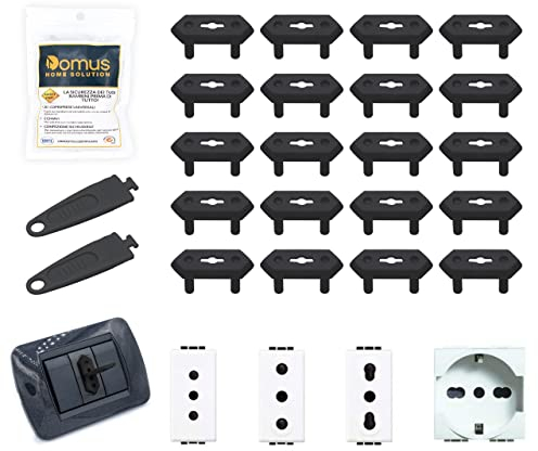 DOMUS® Cache Prise Bébé - 20 Cache Prise Electrique pour Sécurité Domestique Enfant et Bébé (NOIR)