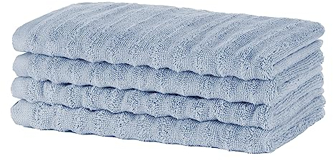 Merana Oslo Handtuch Set | schnelltrocknend, weich & fusselfrei | Frottier Luxus Qualität | 100% Baumwolle Frottee | Oeko-TEX | 590 GSM | Gästetuch & Gesichtstuch | Hellblau (4 x Gästetücher 30x50cm)