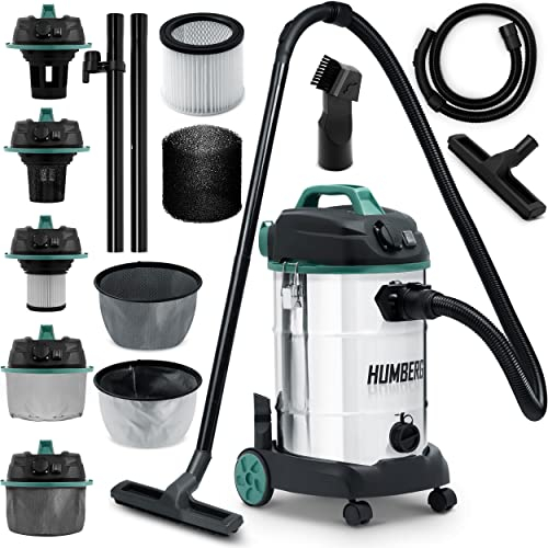 Humberg HM-402 30L 1600W Aspiradora Industrial Wet Dry Aspiradora para Cenizas y escombros Enchufe sin Bolsa para Herramientas eléctricas adicionales