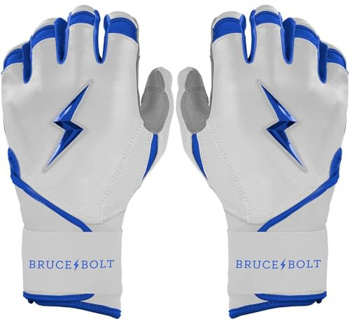 Bruce Bolt Premium Pro Chrome Series Long Cuff Batting Gloves: Royal