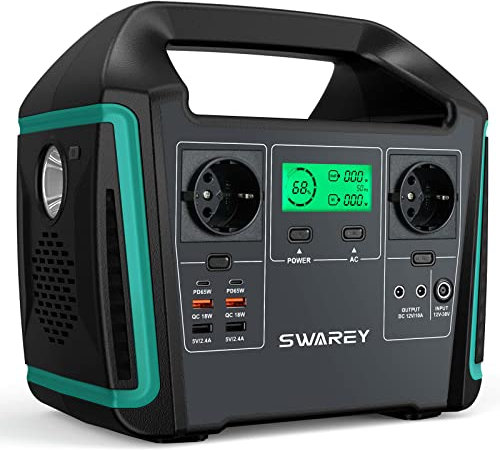 SWAREY Générateur Electrique Portable 1000W Batterie Externe 220V Super Silencieux Sortir AC/USB/Type-C/QC 3.0 (S1000(1000W))
