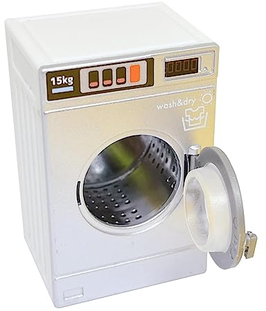AWHAO Dolls House Washing Machine Laundry Play Toy 1:12 Washer Kids Dollhouse Furniture Pretend Play Household Appliance Birthday Present Gifts for Kids Adults Children Boys Girls