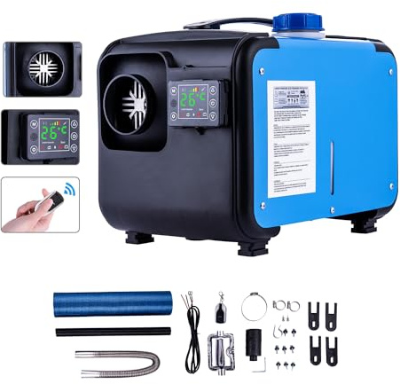 KATSU Diesel Air Heater 12V 24V 220V 5KW All-in-One Car Truck Diesel Parking Heater, Single Hole Air Outlet, with LCD Display and Remote Control, for RV, Boat, Trailer, Campervans, Caravans