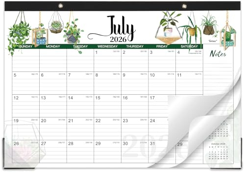 Desk Calendar 2026-2027 - Calendar 26-27, Jul. 2026 - Dec. 2027, Desktop Calendar 2026-2027, 17 x 12 Large Desk Calendar with Cutting Lines, Corner Protector, Note Section for home, office, school.