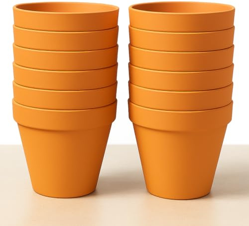 FRANCACOR Maceta Barro Mini pequeñas Terracota Natural Jardin Interior Exterior Calidad (9 X 8.5 CMS Pack 12) Cactus Manualidades