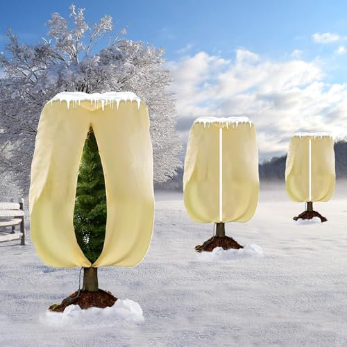 GEGNNS 3 Stück Pflanzenschutzhaube Winterschutz Kübelpflanzensack, Pflanzenschutz Winter, 100x80 cm Winterschutz für Pflanzen, Winter Pflanzenschutzsack Pflanzenabdeckung, Frostschutz für Bäume