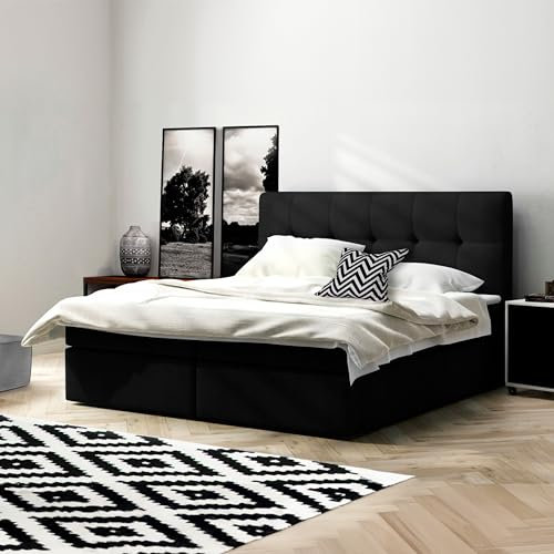 Imebel Boxspringbett 200x200 mit Bettkasten - Bett mit Matratze und 2 Bettkästen - Schlafzimmerbett mit Topper - Bequemes und Elegantes Doppelbett für das Schlafzimmer