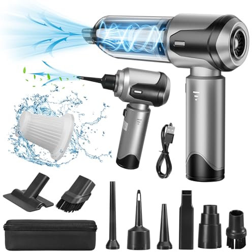 Grixz Handstaubsauger, Autostaubsauger, Kabelloser Handstaubsauger, 15000Pa Leichter Mini-Staubsauger & Air Duster, Wiederaufladbarer Tragbarer Staubsauger für Auto, Haus, Büro, Küche