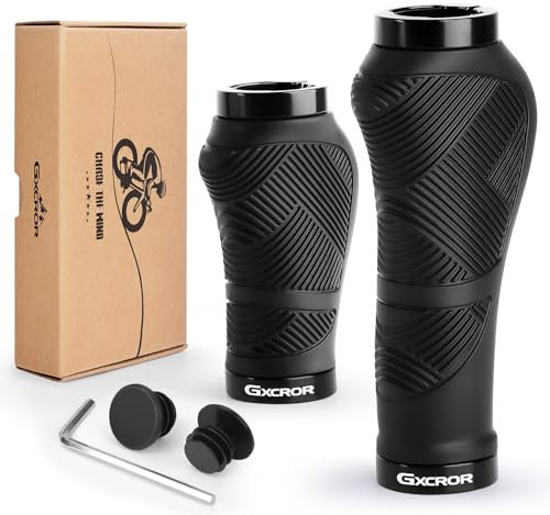 GXCROR Ergonomische Fahrradgriffe, rutschfeste Gummigriffe mit doppelter Verriegelung, universell 22.2 mm für Fahrräder/MTB/E-Bikes