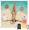 FYting Stranddecke Sandfrei,Sandfreie Stranddecke,Strandmatte Faltbar,Strandtuch 210 X 200 cm,Wasserdicht Picknickmatte mit 4 NäGeln, Kordelzugbeutel, Carabiner (Golden Beach)