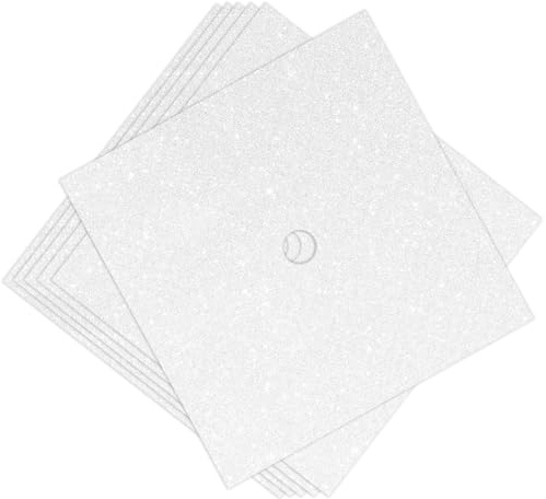 FOIMAS 6pcs Graduation Cap Decoration Blank Glitter Grad Cap Topper Self-Adhesive Grad Hat Topper Decor for 2026 DIY Graduation Hat Decoration Accessories,White