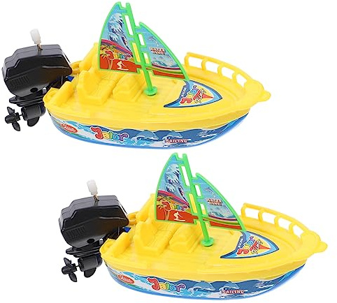 Abaodam Lot De 2 Jouets De Bain Bateau à Remonter en Plastique Coloré pour Garçon Et Filles, Petit Format, Jeu d'eau pour Bébé, Amusement dans L'évier