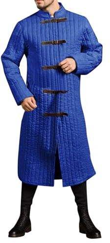 Generisch Manteau pour homme - Épais - Rembourré - Hiver - Gambeson - Vêtements Viking - Veste d'acétone - Manches longues - Costume de théâtre médiéval - Jupe de marche victorienne - Costume de