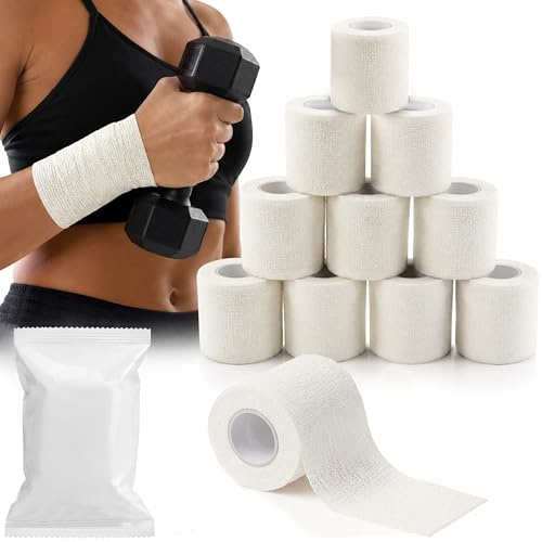 10 Bende elastiche coesive autoadesive m 4x6 cm per Sport, Bendaggi e Primo Soccorso - Fasce Elastiche Autoaderenti per bendaggio compressivo