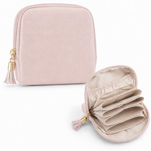 Travel Jewellery Organiser Roll Eco Friendly Water Resistant PU Leather Case with Velvet Compartments for Necklaces Bracelets Rings Lipsticks Portable Expandable Jewellery Storage Case Gift for Women