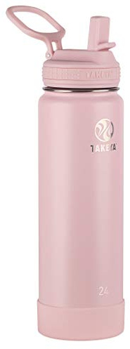 Takeya 51221 Actives Straw Lid Insulated Water Bottle, Stainless Steel, Blush