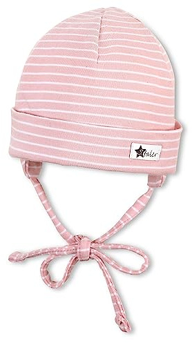 Sterntaler Beanie mit Bindebändern, Umschlag und Streifenmuster, Alter: 6-9 Monate, Größe: 45, Rosa