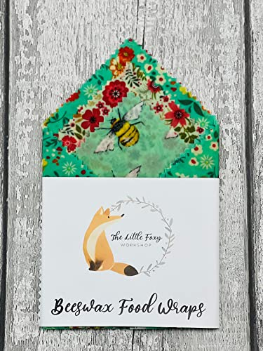 Natural Reusable Beeswax Food Wrap -Size Large (30x30,20x20,15x15cm) Set of 3 Sheets