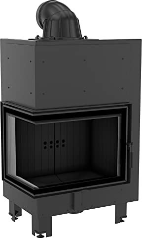 KRATKI MBZ Inserto per caminetto a legna con presa d'aria Conforme BImSchV 2 13 kW Efficienza termica 81% Acciaio Rivestimento Thermotec nero Lato sinistro 139,9 x 77,5 cm