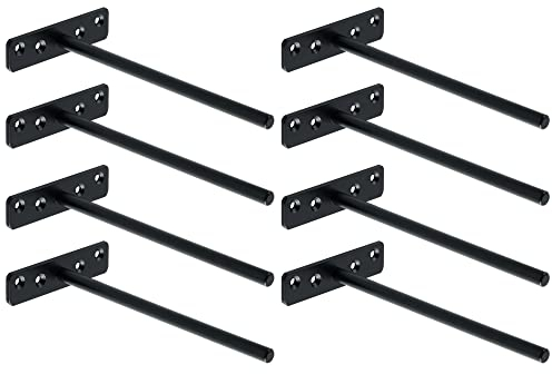 SAYAYO Equerre Etagere Murale Fixation Flottante Invisible, Support Etagere Murale en Métal, Tablette Flottante Support Charge Lourde, Longueur 200MM, Noir 8 Pcs, EJY8008B-8P