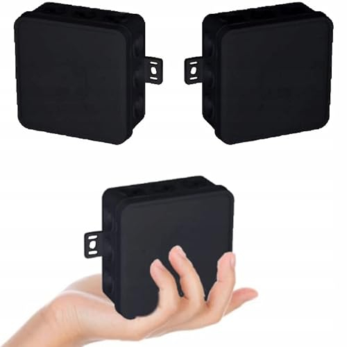 5x Aufputzdose Abzweigdose, Feuchtraum Aufputzdose Feuchtraum Verbindungsdose Verteilerdose IP54, Schwarz Abzweigkasten 75 x 75 x 41 mm, 5 Stück