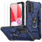 TXXO For Samsung Galaxy A13 5G/4G/A04s/A23 5G/M13 Phone case with 360° Magnetic Ring stand & 2 Tempered glass Screen Protector Shockproof Military Rugged Armor Cover for Galaxy A13/A04s - Dark blue