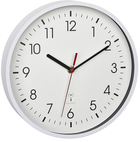 TFA Dostmann Orologio analogico da parete, 60.3550.02, radiocontrollato, analogico, per ufficio, casa, regalo, 245 x 42 x 245mm, bianco