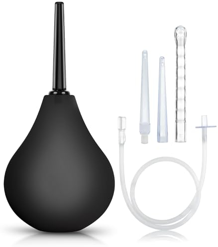 Anal dusche einlauf zur darmreinigung - Irrigator darmspülung • Intimdusche zur Analdusche und Vaginaldusche für herr&frau mit 4 x abnehmbare, komfortable, schlanke Duschkopf-Düsen 224ML(Schwarz)