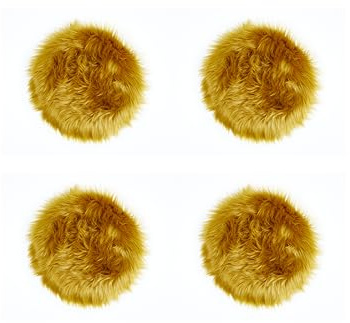 andiamo Ovium - Cuscino decorativo in pelliccia di pecora, 34 cm, rotondo, 4 pezzi, colore giallo senape