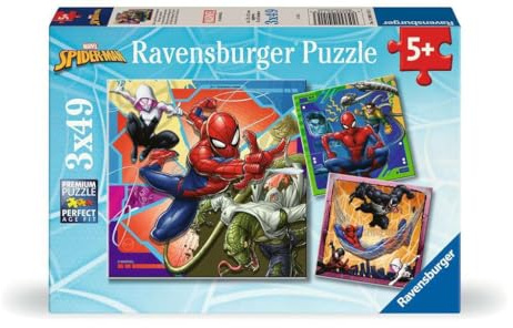 Ravensburger barnpussel - 12004115 Marvel Spider-Man - pussel för barn från 5 år och uppåt, med 3x49 bitar