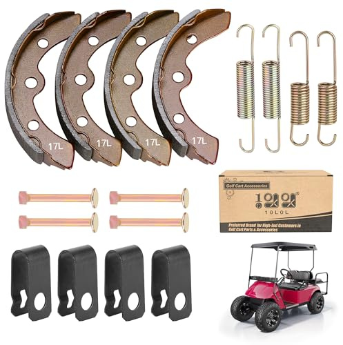 10L0L Golf Cart Brake Shoes & Brake Spring Kit for Club Car DS 1995-up/Precedent 2004-up, for EZGO 1986.5-1995, for Yamaha G1 1982-up, for Yamaha G2 G8 G9