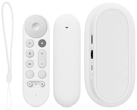 kwmobile Remote Cover Set Compatible with Google TV Streamer 4K - Remote and Device Case 2 Piece Set - White
