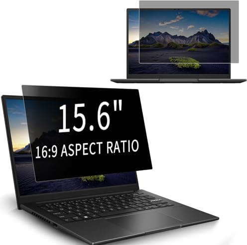 HinZann Filtro de Privacidad 15,6 Pulgadas 16:9, Antirreflejo de Luz Azul, Extraíble Privacidad Filtros de Pantalla para Ordenador Portáti con Lenovo/HP/DELL/Acer/ASUS/Samsung/Thinkpad - 15,6″ 16:9