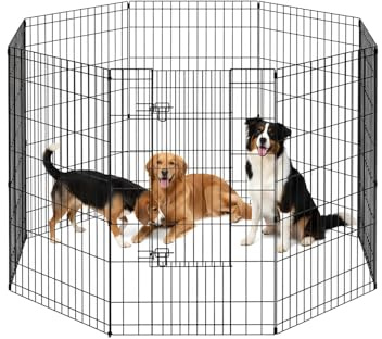 FDW | Dog Playpen | 42, 8 Panels | Heavy Duty Metal Pet Exercise Pen